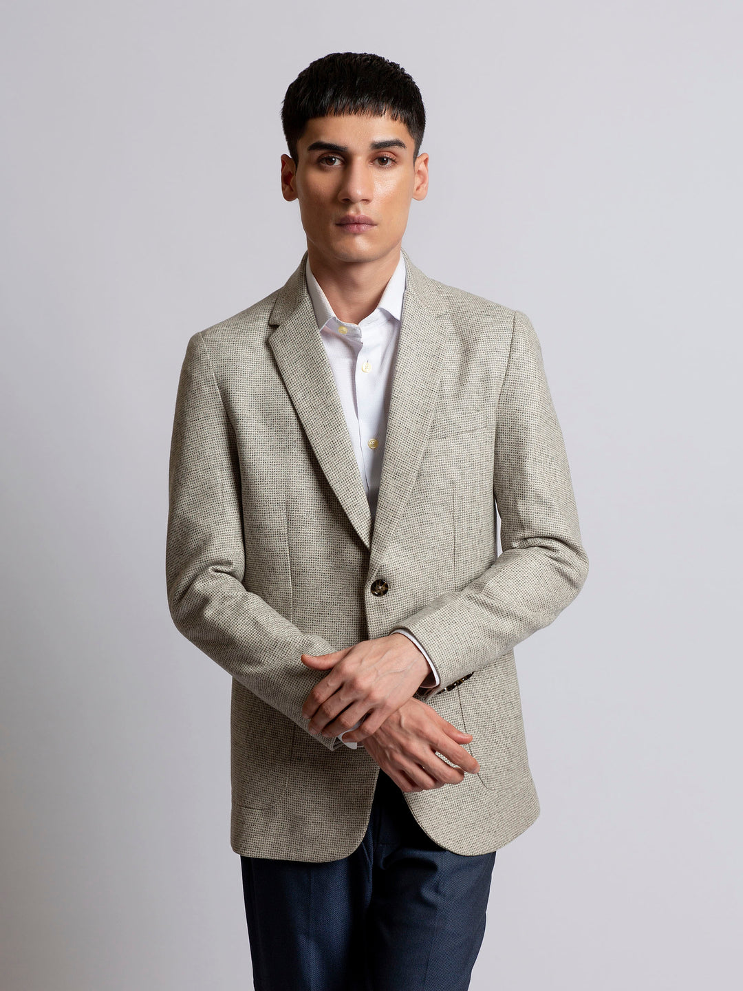 Light Grey Wool Cashmere Blazer - Sartoria Brumano Pakistan