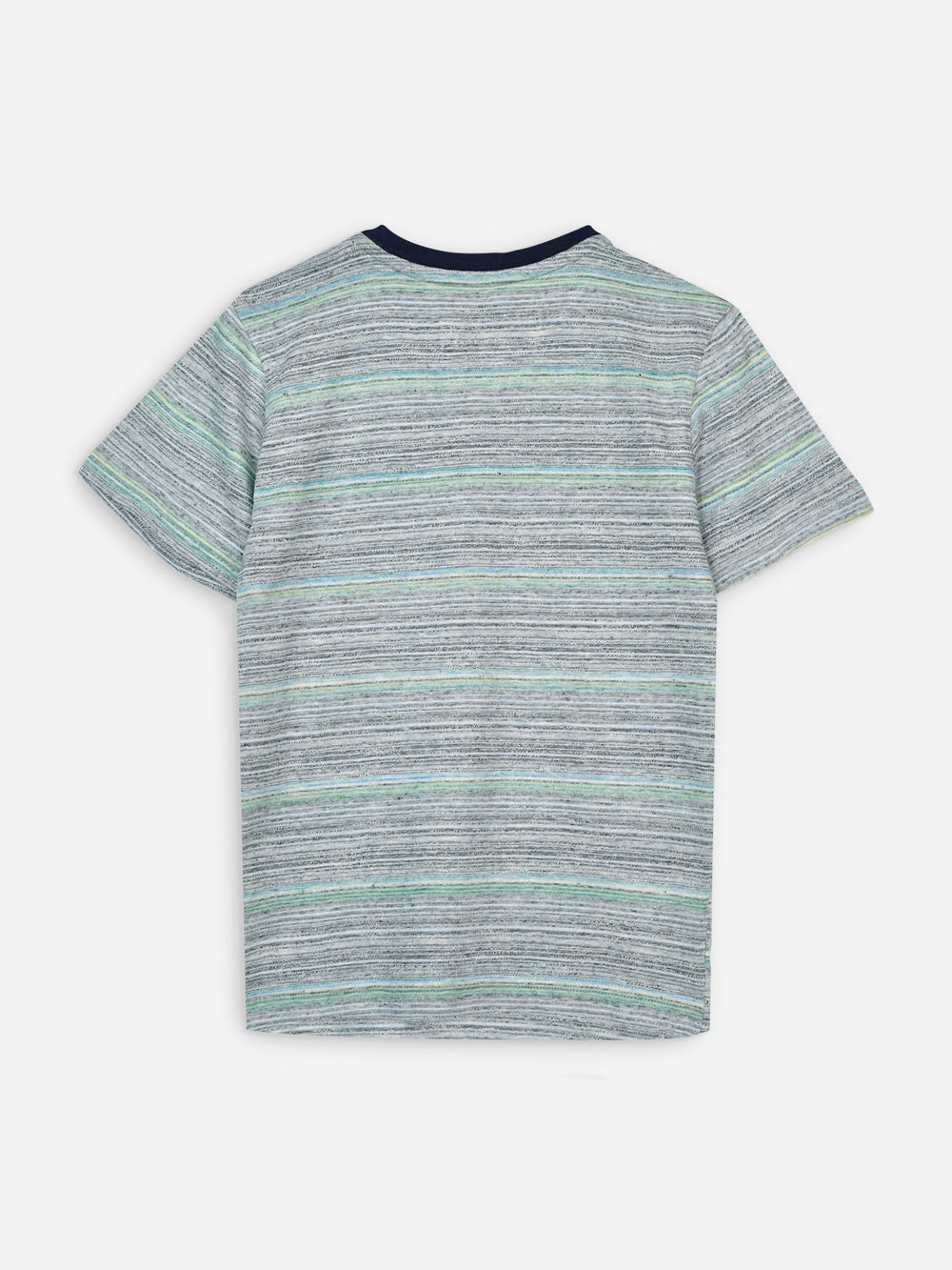 Grey Multi Color Striped Csual T-Shirt