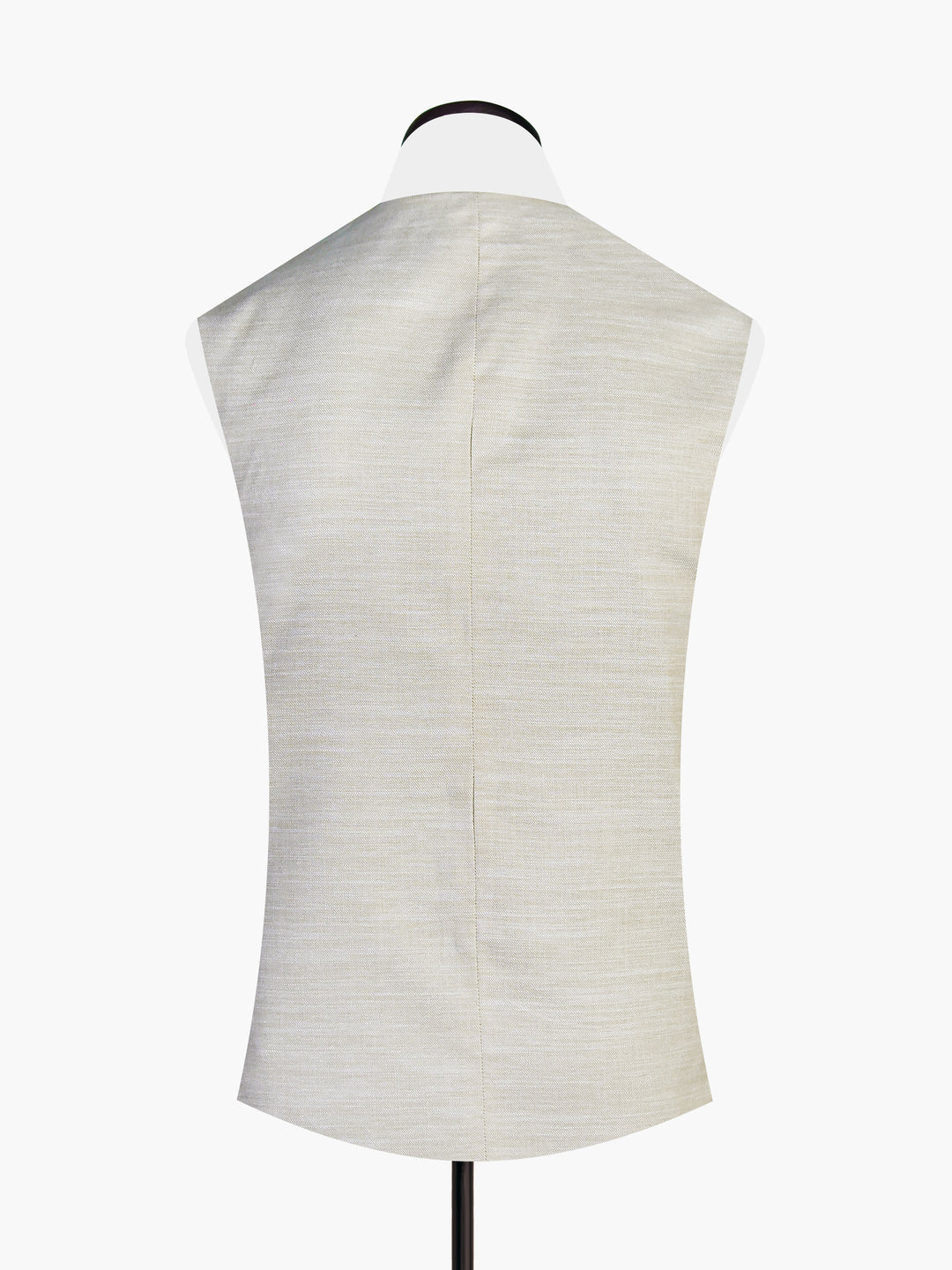 Beige Textured Waistcoat With Round Collar