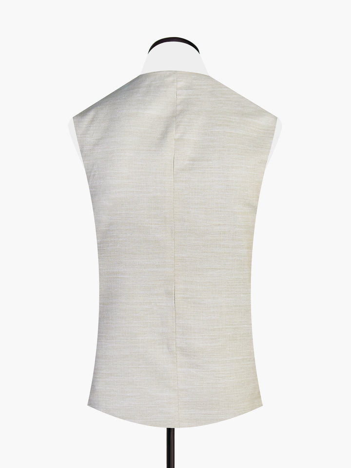 Beige Textured Waistcoat With Round Collar
