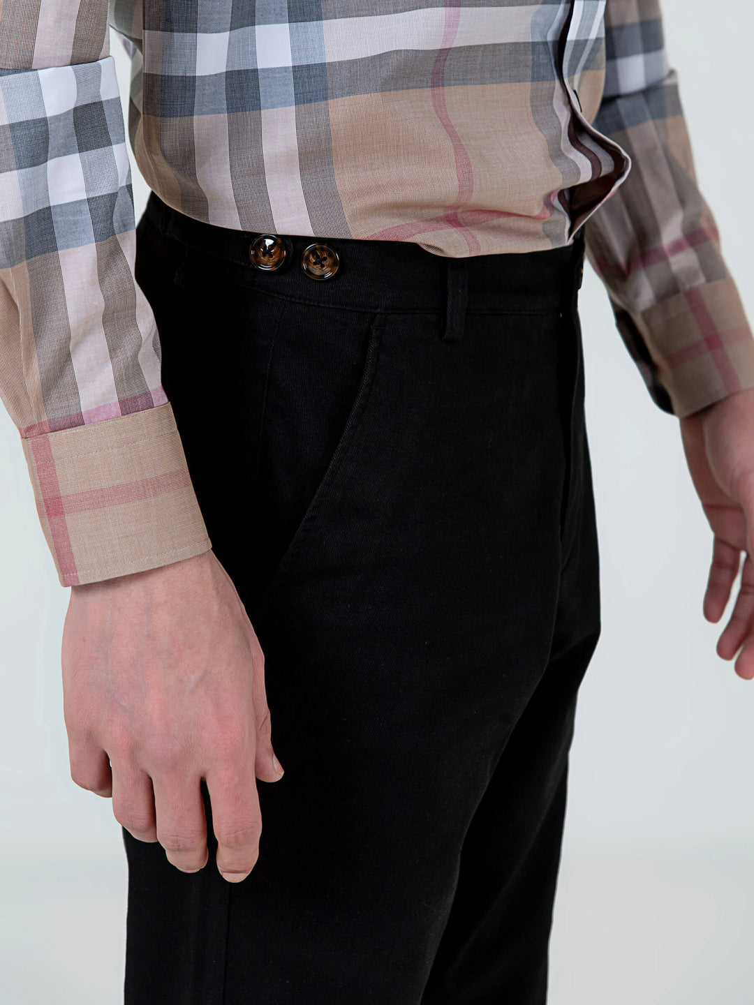 Black Slimfit Chino With Gurkha Style Buttons Brumano Pakistan