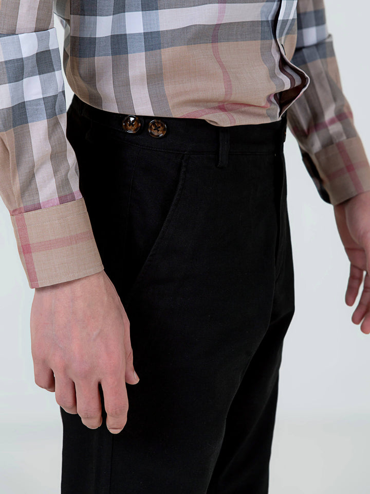 Black Slimfit Chino With Gurkha Style Buttons Brumano Pakistan