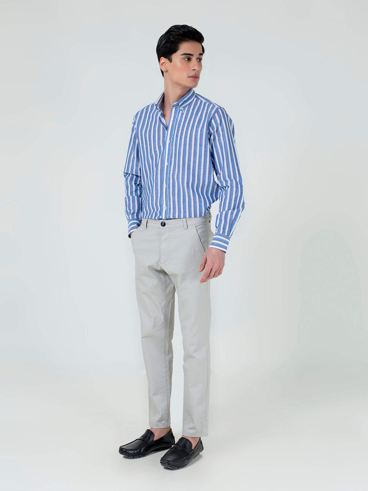 Ash-White Slimfit Chino With Gurkha Style Buttons Brumano Pakistan
