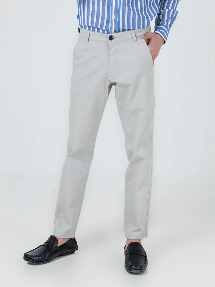 Ash-White Slimfit Chino With Gurkha Style Buttons Brumano Pakistan