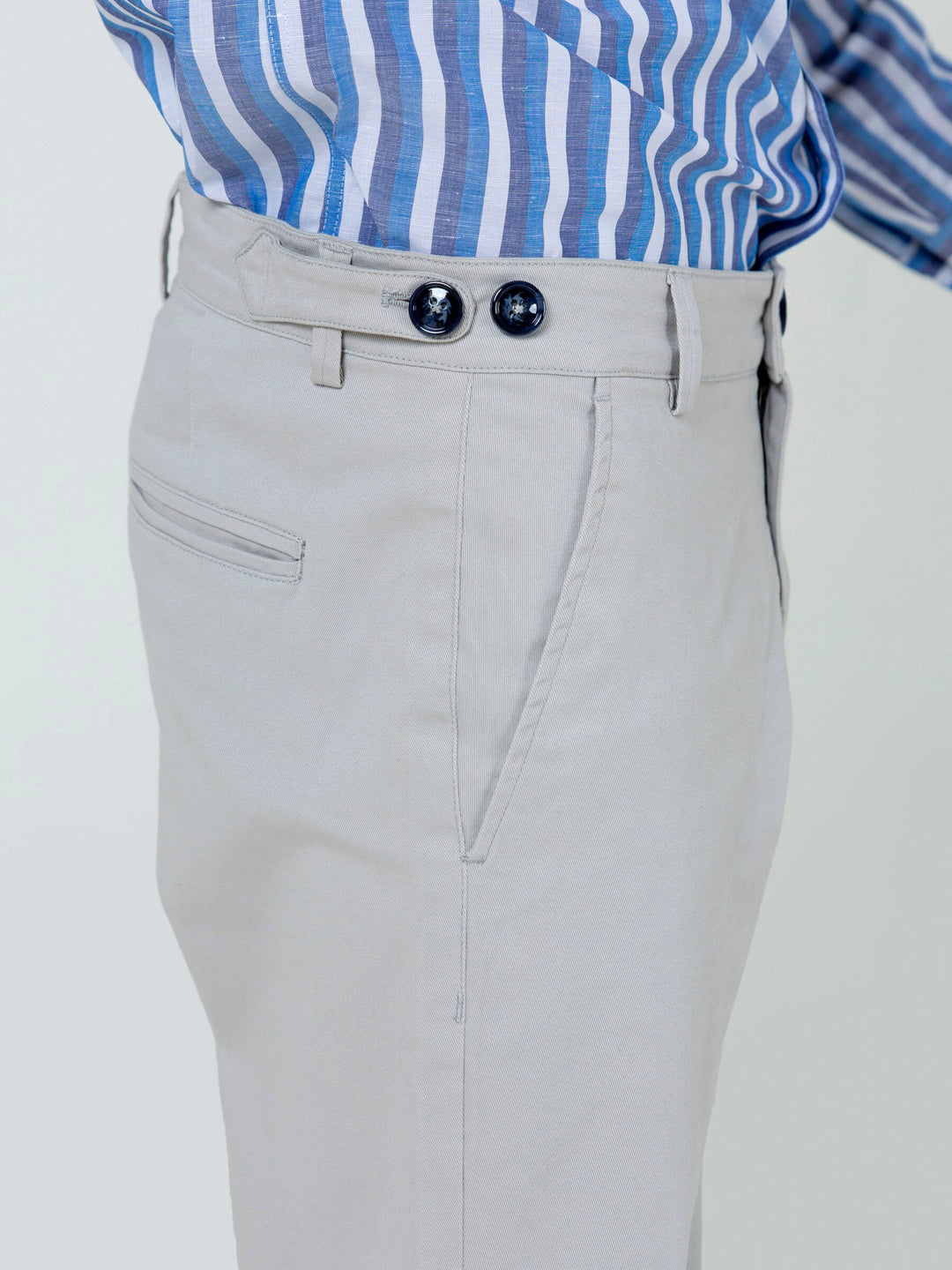 Ash-White Slimfit Chino With Gurkha Style Buttons Brumano Pakistan
