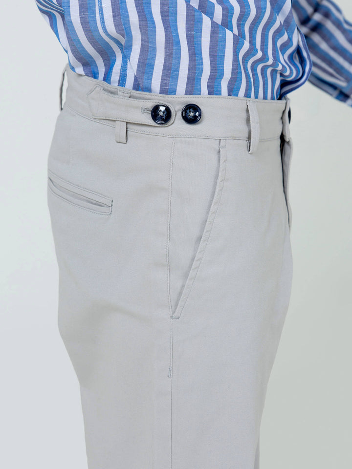 Ash-White Slimfit Chino With Gurkha Style Buttons Brumano Pakistan