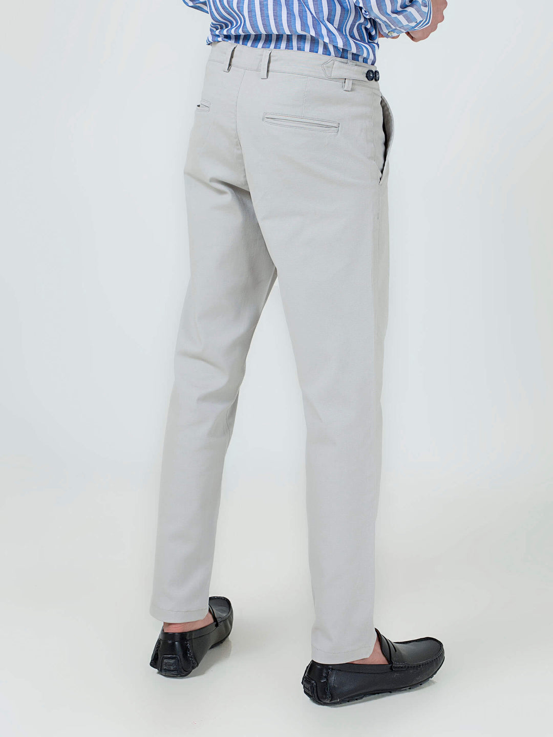 Ash-White Slimfit Chino With Gurkha Style Buttons Brumano Pakistan
