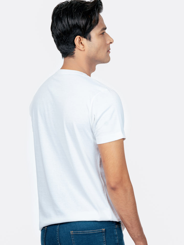 White Crew Neck T-Shirt With Pocket Brumano Pakistan