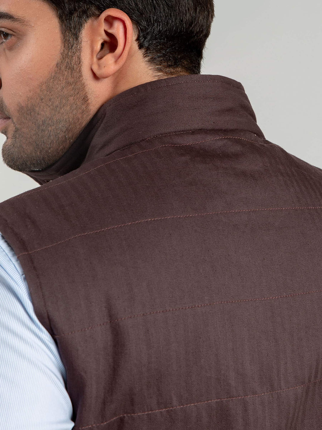 Auburn Sleeveless Herringbone Jacket Brumano Pakistan