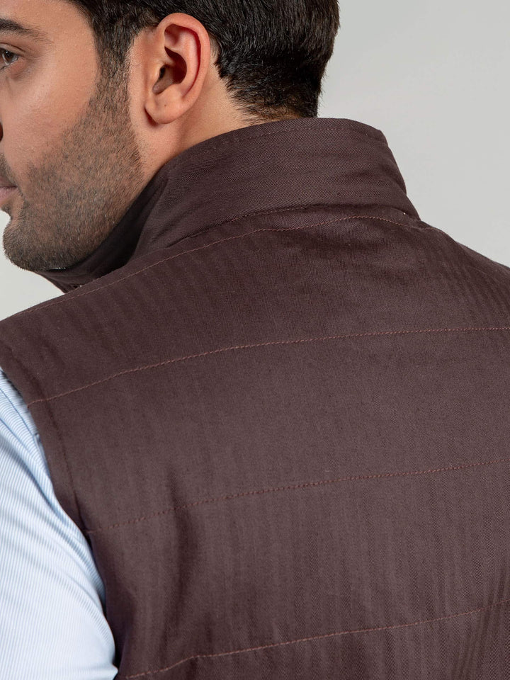 Auburn Sleeveless Herringbone Jacket Brumano Pakistan