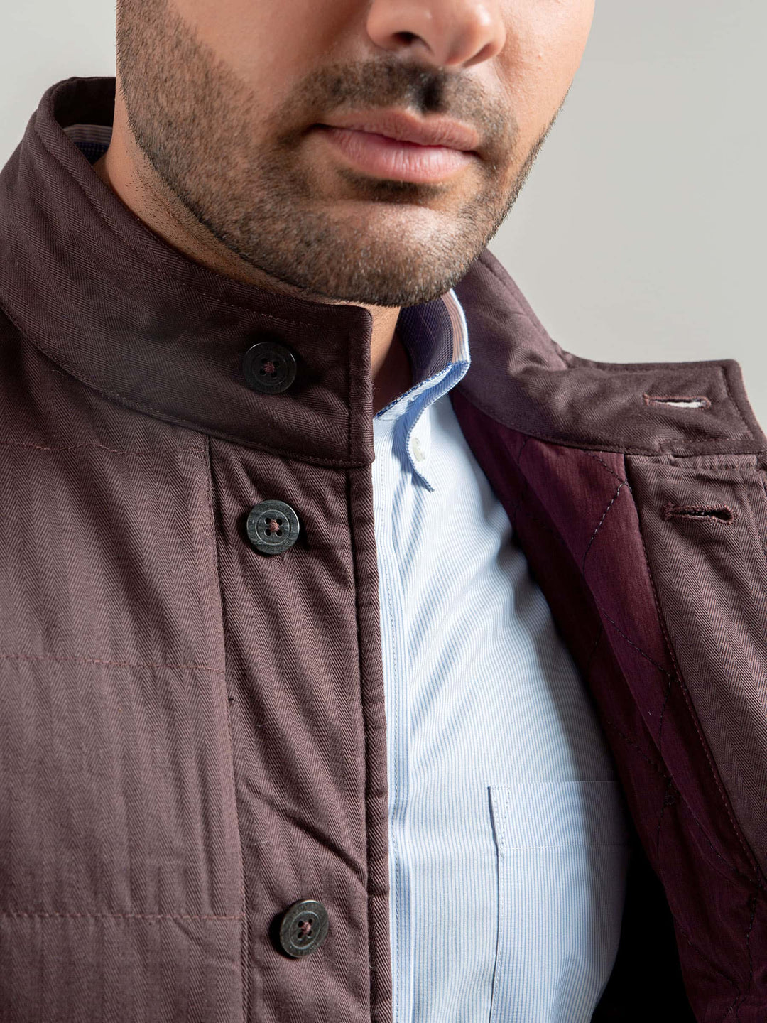Auburn Sleeveless Herringbone Jacket Brumano Pakistan