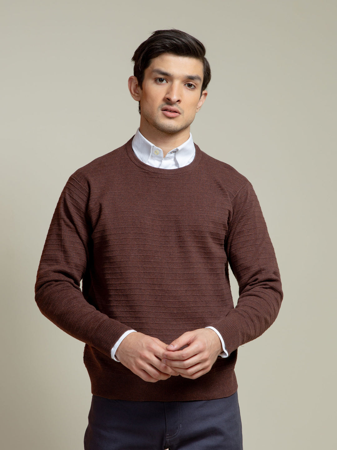 Auburn Striped Crew Neck Jumper Brumano Pakistan