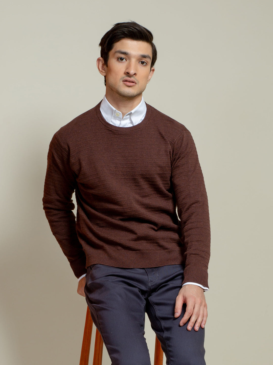 Auburn Striped Crew Neck Jumper Brumano Pakistan
