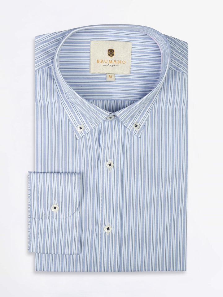 Blue Formal Striped Shirt