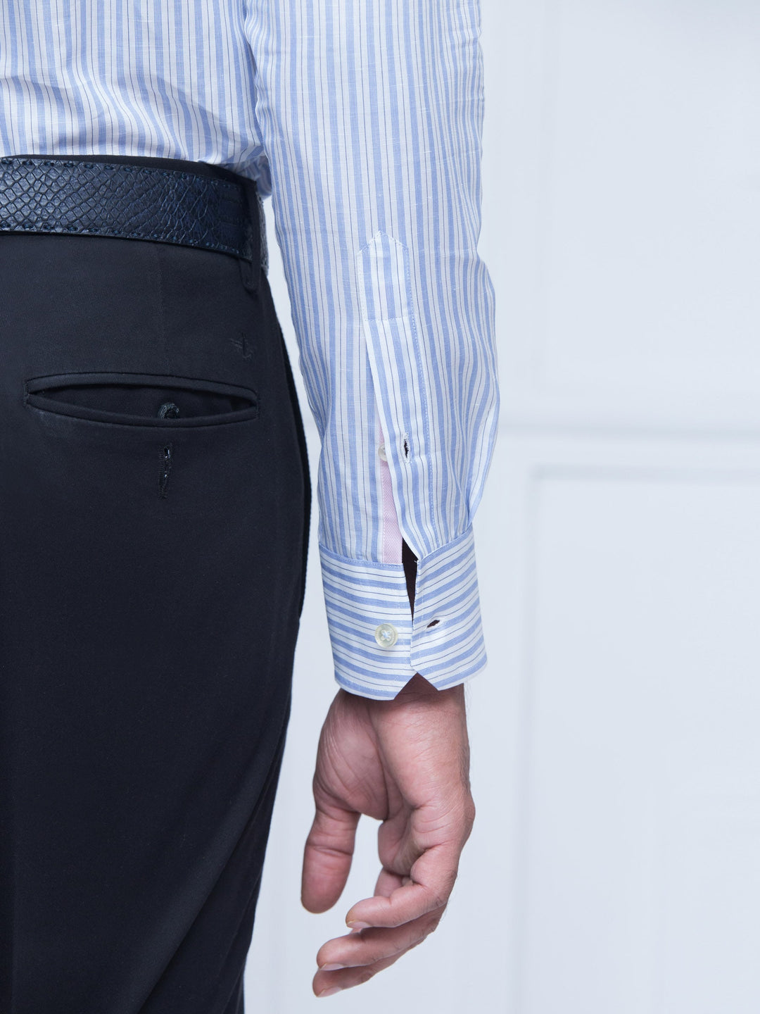 Blue & White Linen Striped Shirt Brumano Pakistan