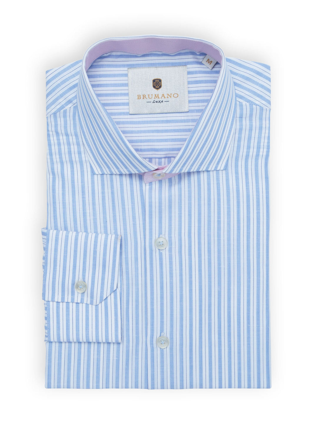 Blue & White Linen Striped Shirt Brumano Pakistan