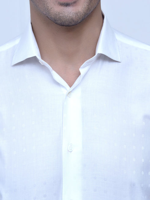 White Polka Dot Formal Shirt