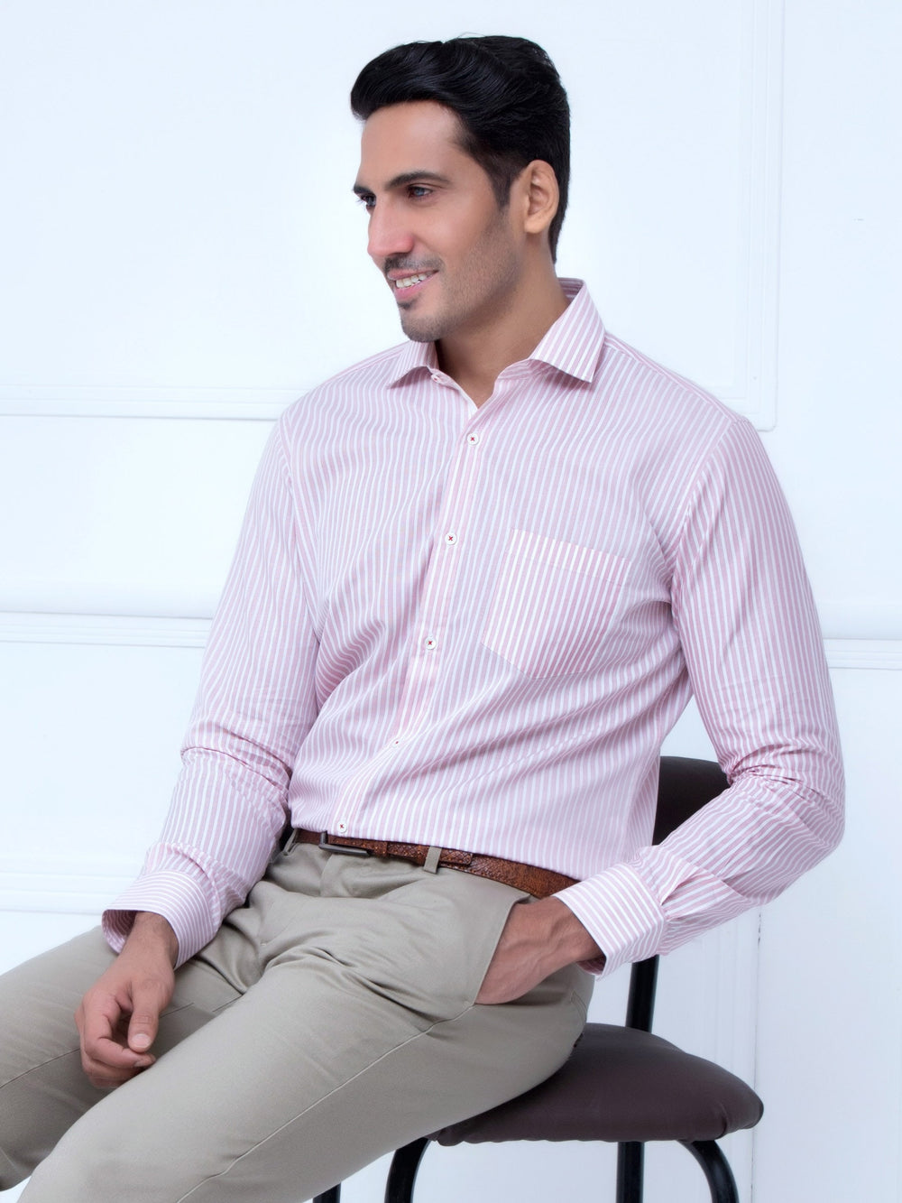 Red Striped Shirt With Detailing