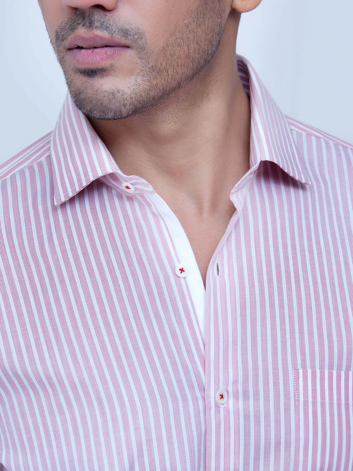 Red Striped Shirt With Detailing Brumano Pakistan