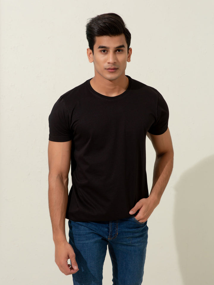 Basic Black Crew Neck T-shirt Brumano Pakistan