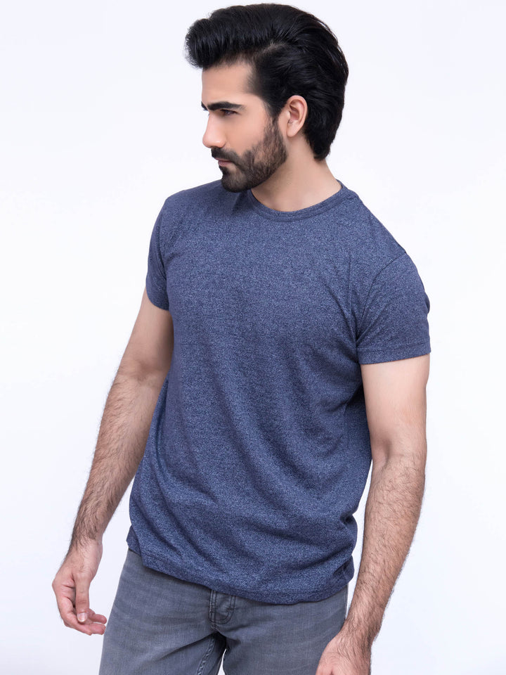 Blue Marl Round Neck T-Shirt