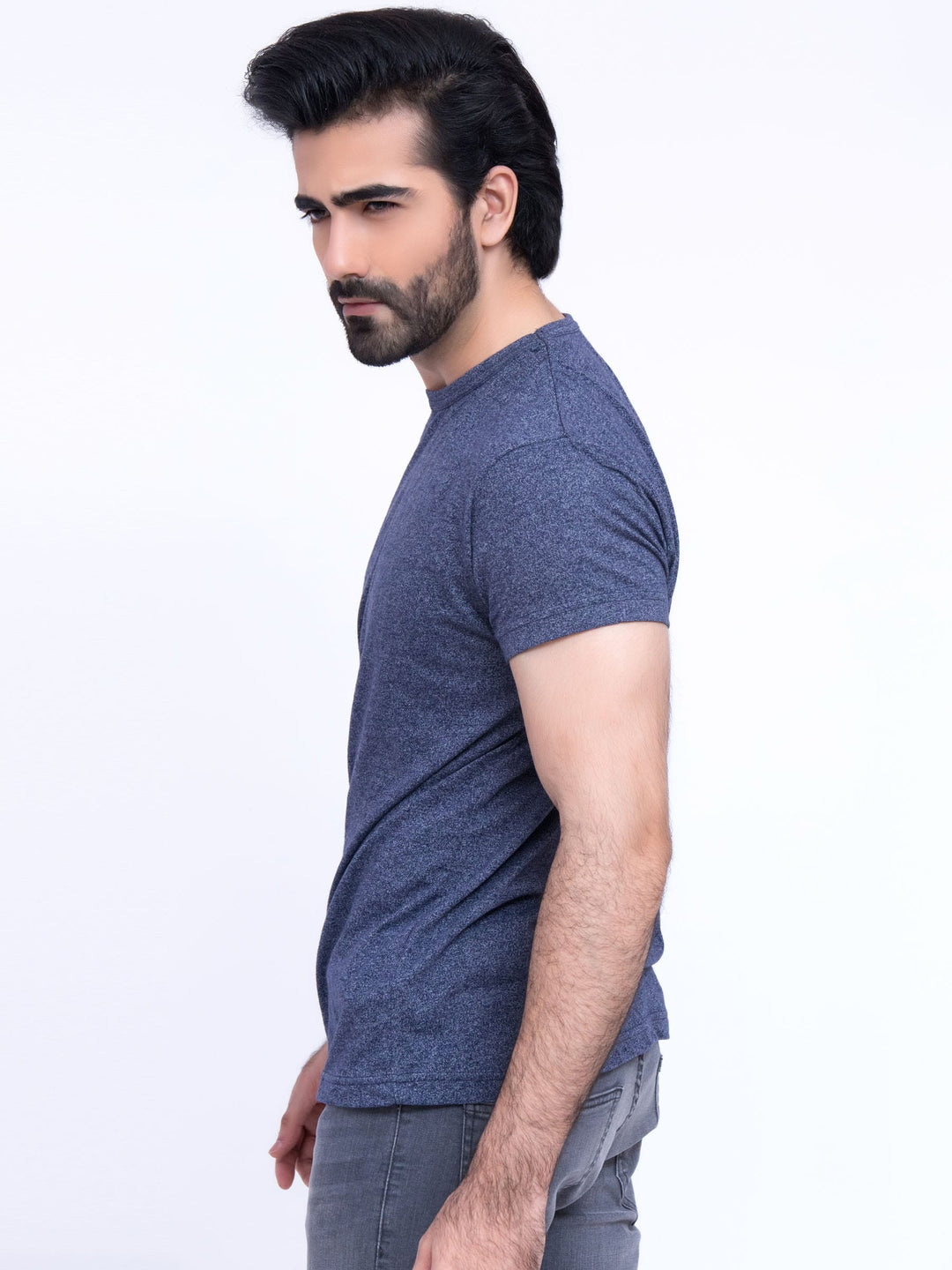 Blue Marl Round Neck T-Shirt