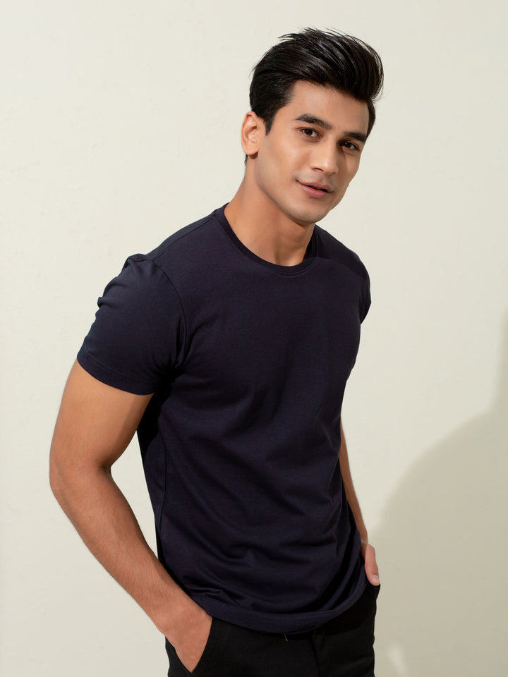 Basic Navy Blue Crew Neck T-Shirt Brumano Pakistan