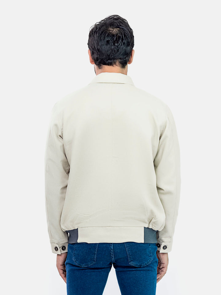 Beige 100% Linen Casual Collar Jacket Brumano Pakistan