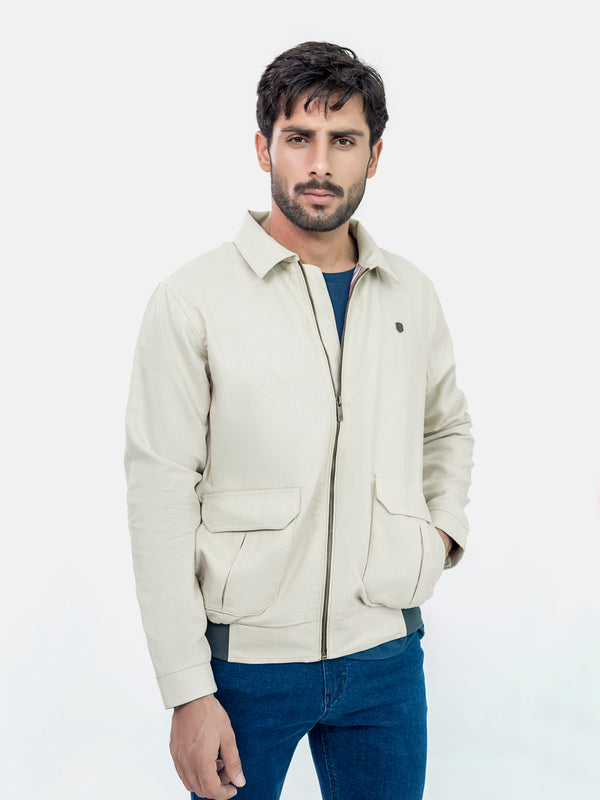 Beige 100% Linen Casual Collar Jacket Brumano Pakistan