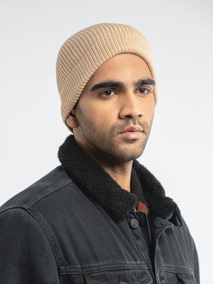 Beige beanie cap for men — Brumano Pakistan