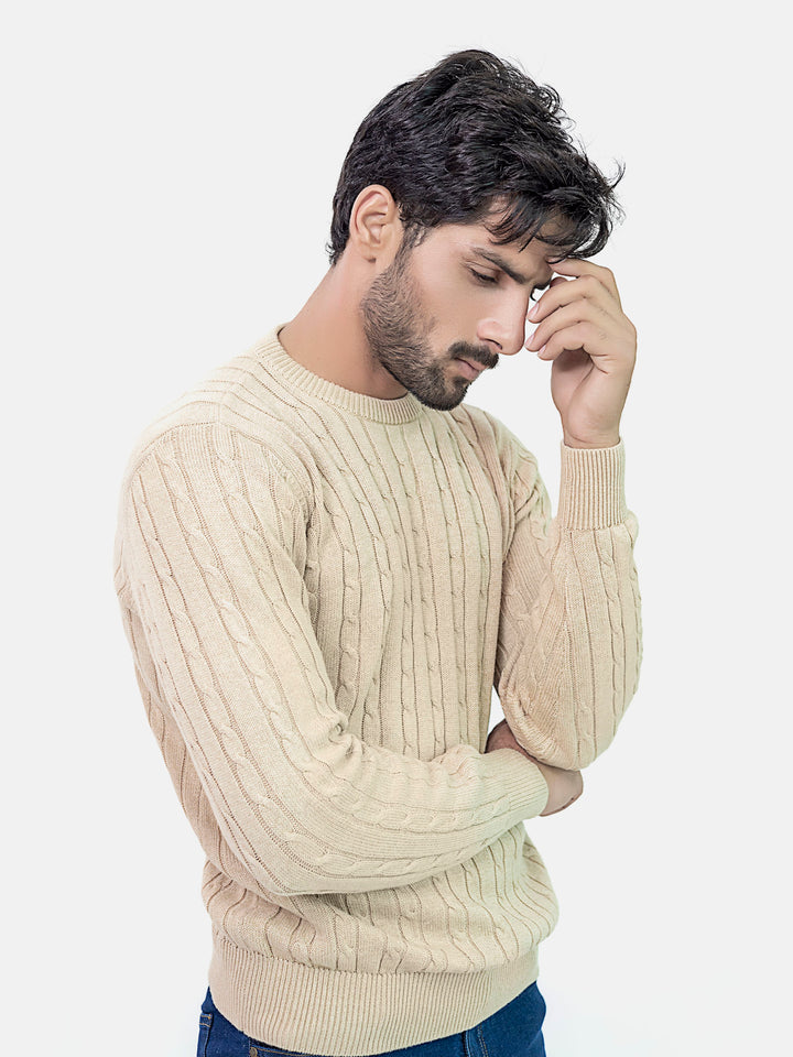 Beige Cable Knitted Jumper Brumano Pakistan