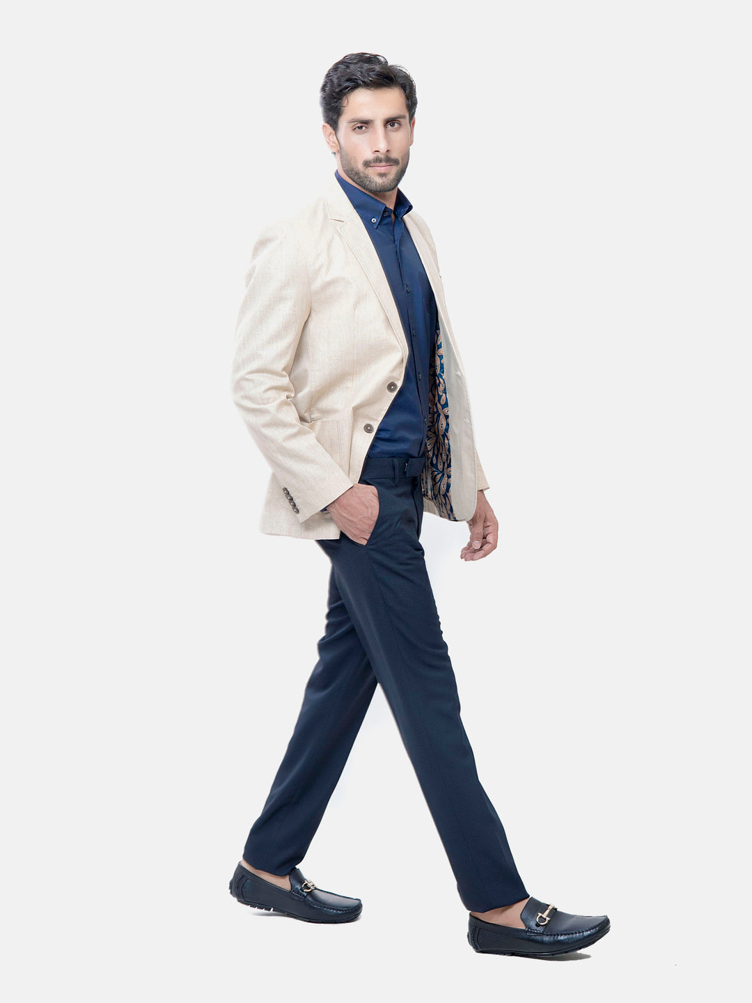 Beige Linen Blended Blazer Brumano Pakistan