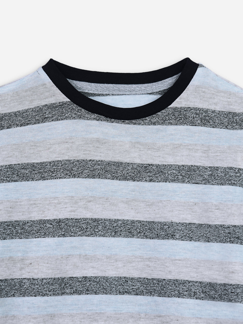 Beige & Grey Striped Short Sleeve Casual T-Shirt