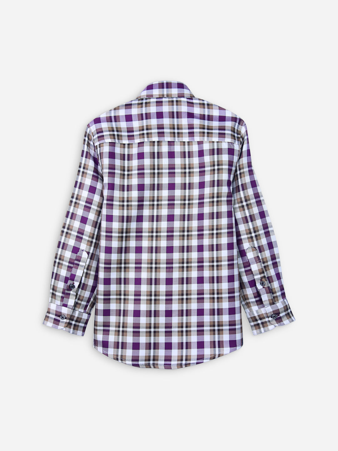 Beige & Purple Gingam Casual Shirt Brumano Pakistan