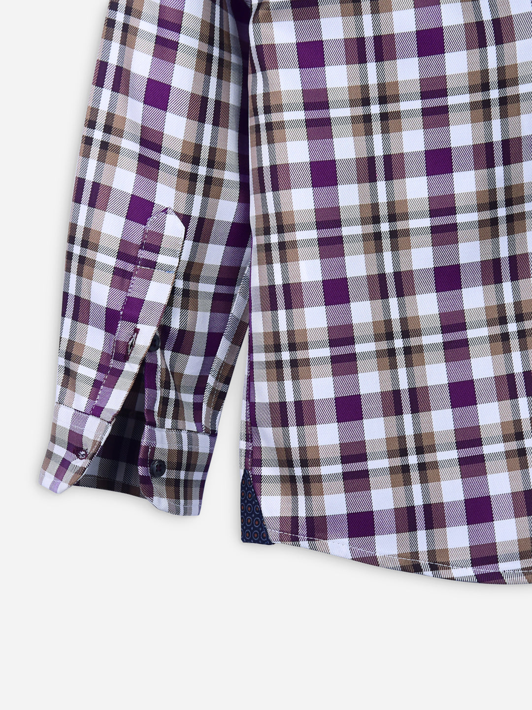 Beige & Purple Gingam Casual Shirt Brumano Pakistan