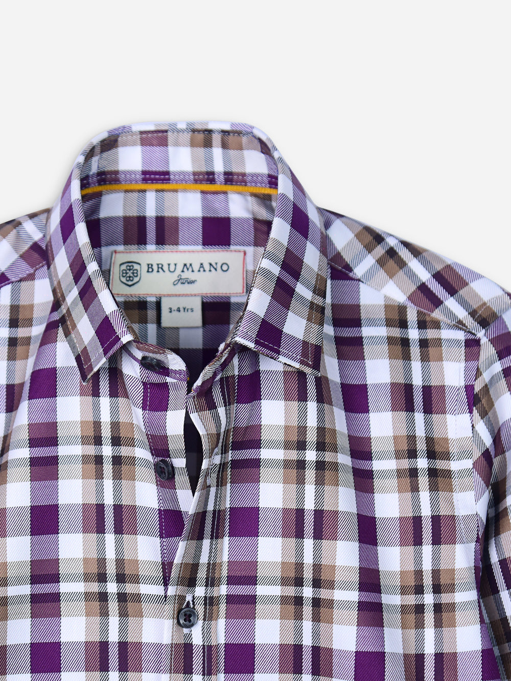 Beige & Purple Gingam Casual Shirt