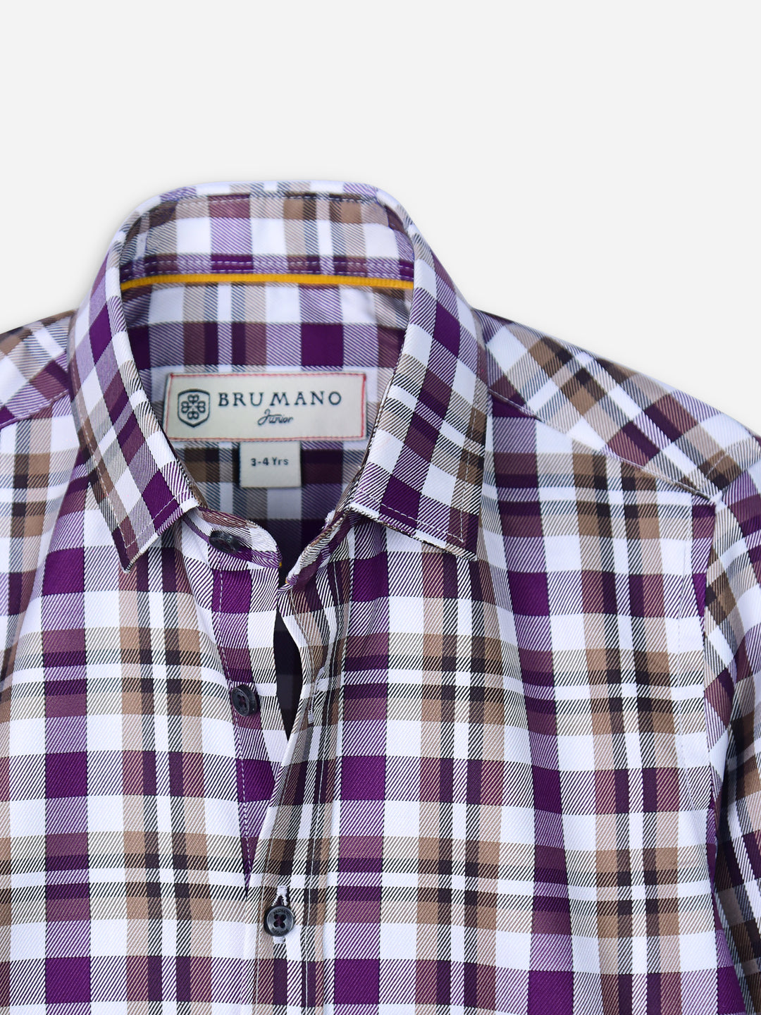 Beige & Purple Gingam Casual Shirt Brumano Pakistan