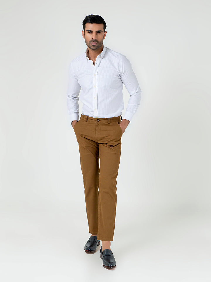 Beige & White Striped Cotton/Linen Shirt Brumano Pakistan