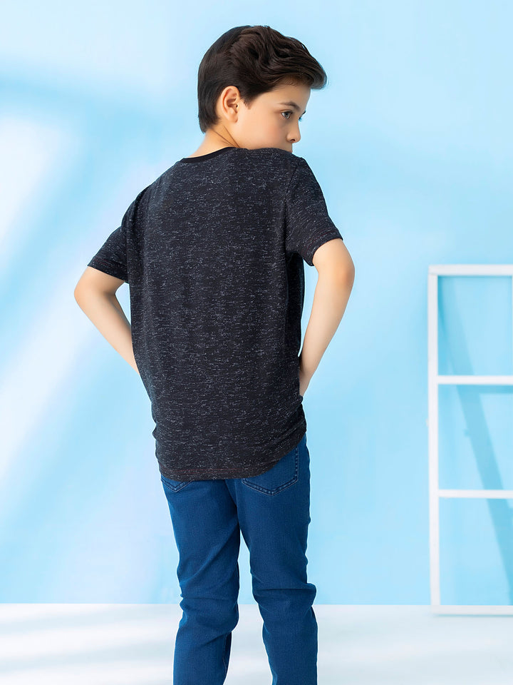 Black Casual T-Shirt With Striped Detailing Brumano Pakistan