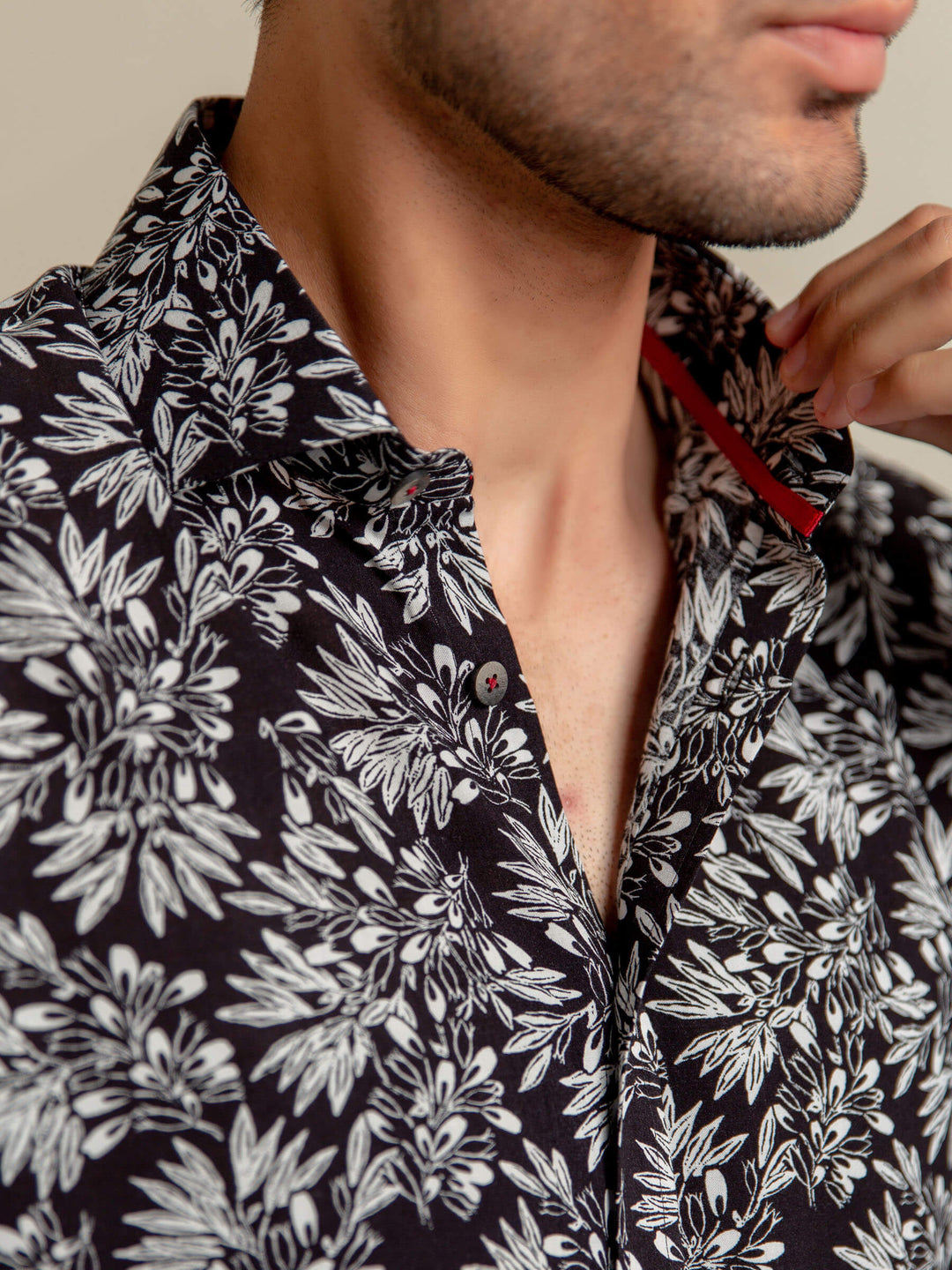 Black Floral Printed Half Sleeve Shirt Brumano Pakistan