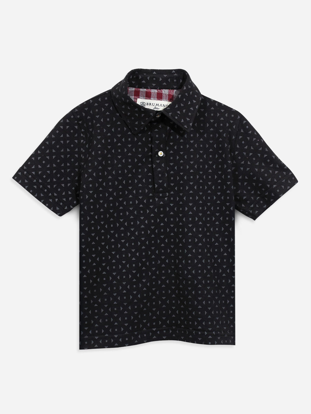 Black Geo Printed Polo Shirt
