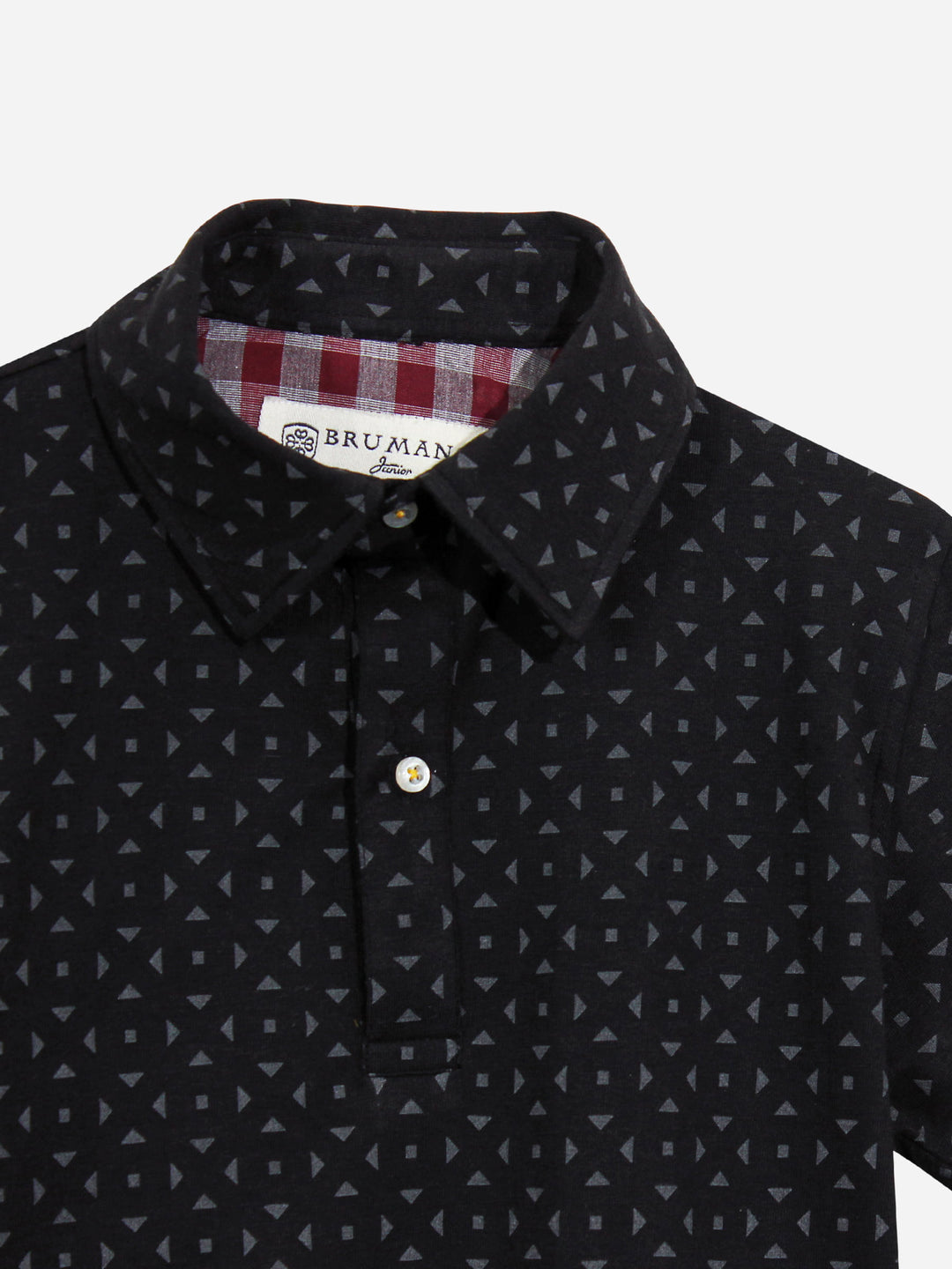 Black Geo Printed Polo Shirt