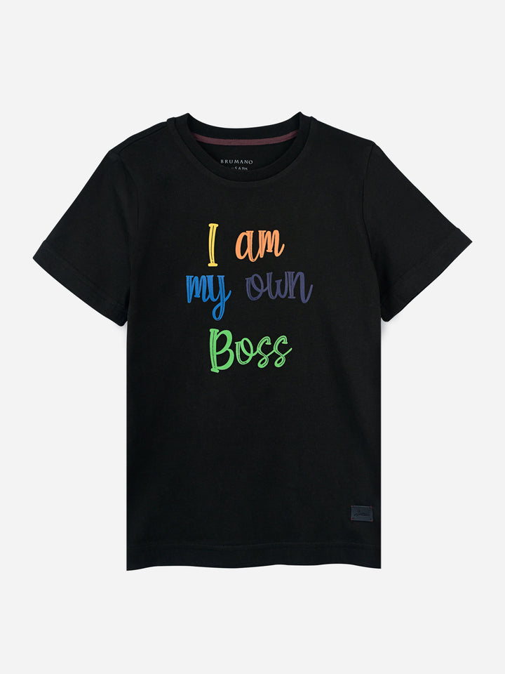 Black Graphic Printed Casual T-Shirt Brumano Pakistan