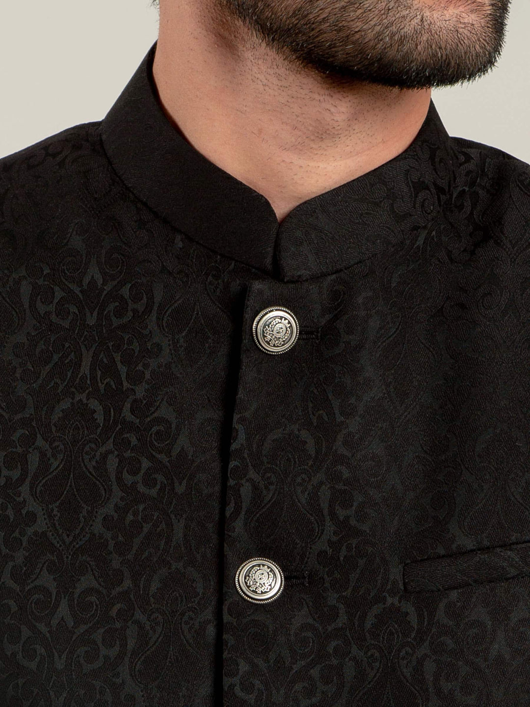 Black Jacquard Waistcoat Brumano Pakistan