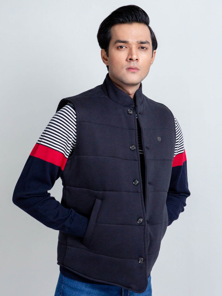 Black Knitted Sleeveless Vest Brumano Pakistan