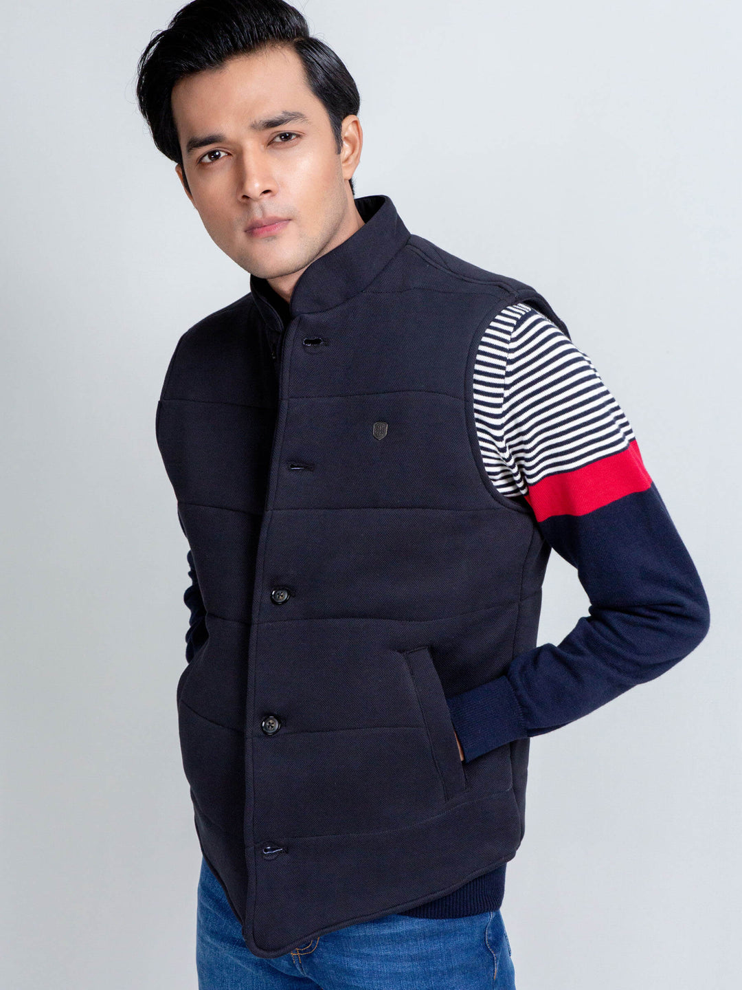 Black Knitted Sleeveless Vest Brumano Pakistan