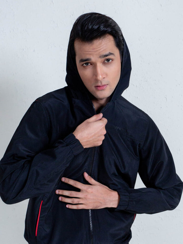 Black Lightweight Sporty Hoodie Brumano Pakistan