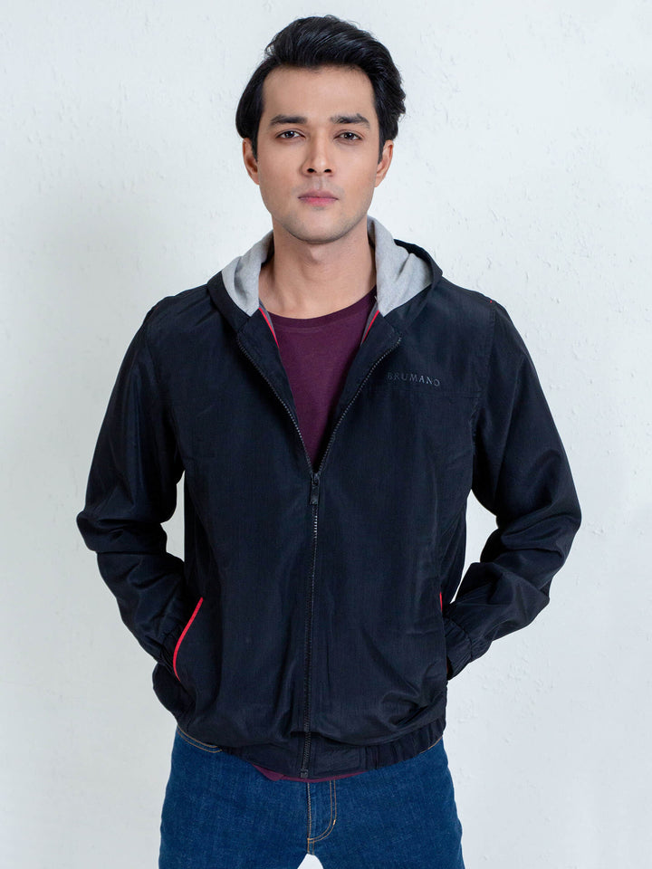 Black Lightweight Sporty Hoodie Brumano Pakistan