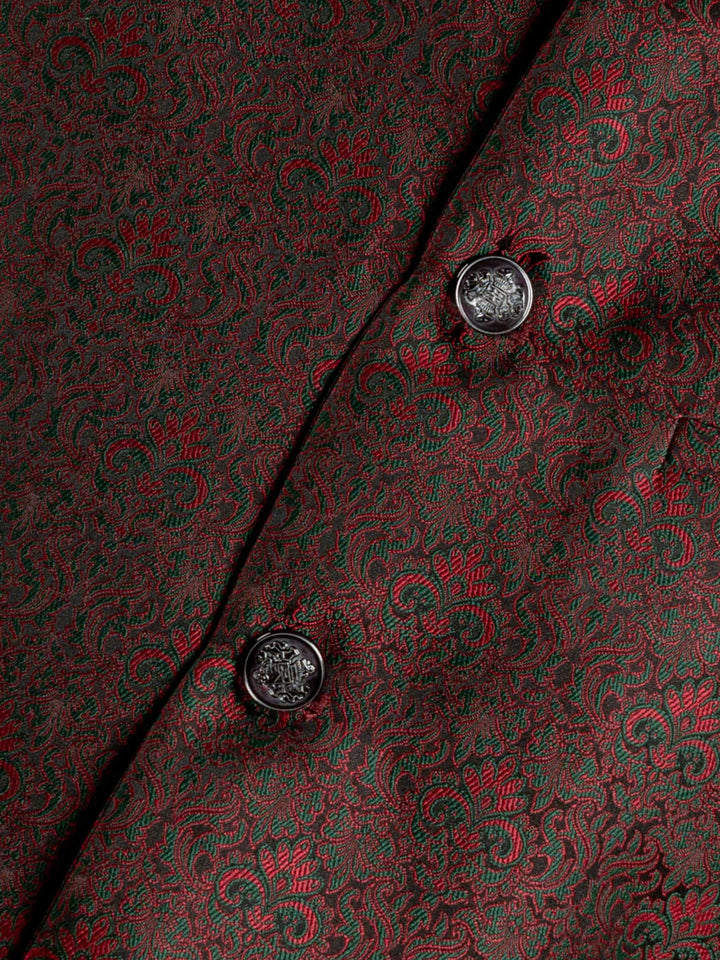 Black & Maroon Jacquard Waistcoat Brumano Pakistan
