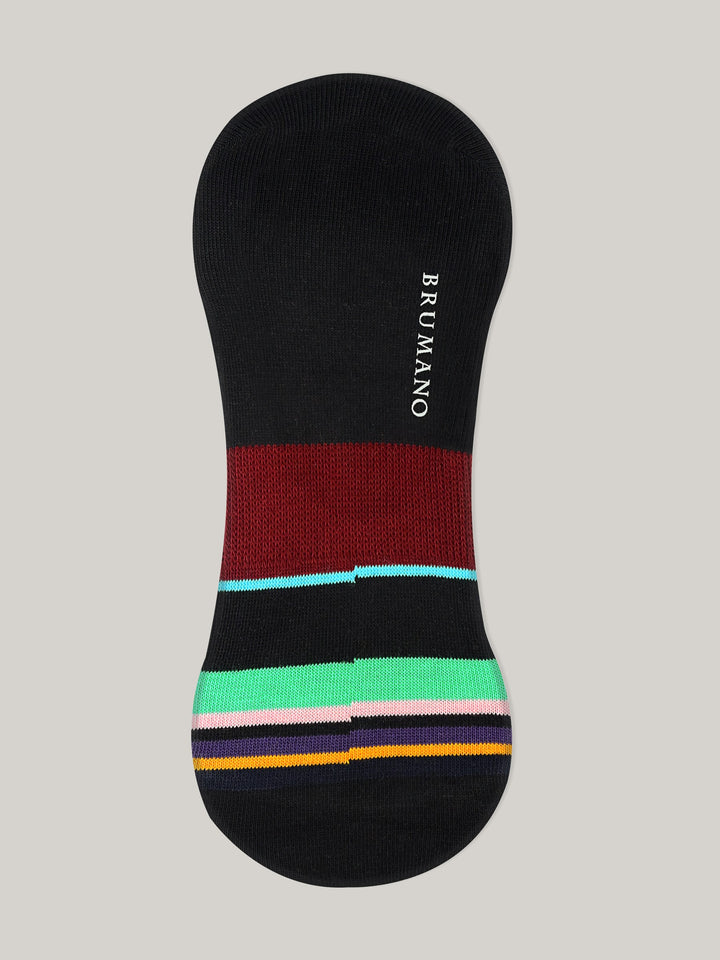 Black Multicolor Striped No-Show Socks Brumano Pakistan